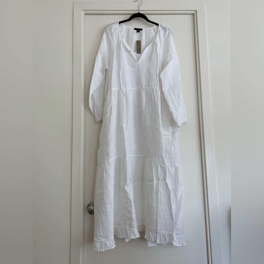 NWT Jcrew linen long sleeved tiered dress